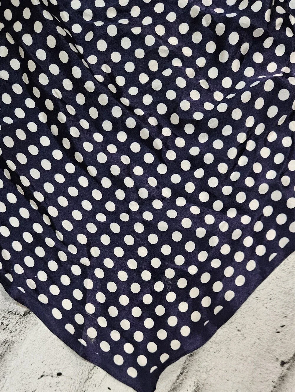 Vintage Navy Polka Dot Square Scarf Retro Pinup Neck Hair Scarf